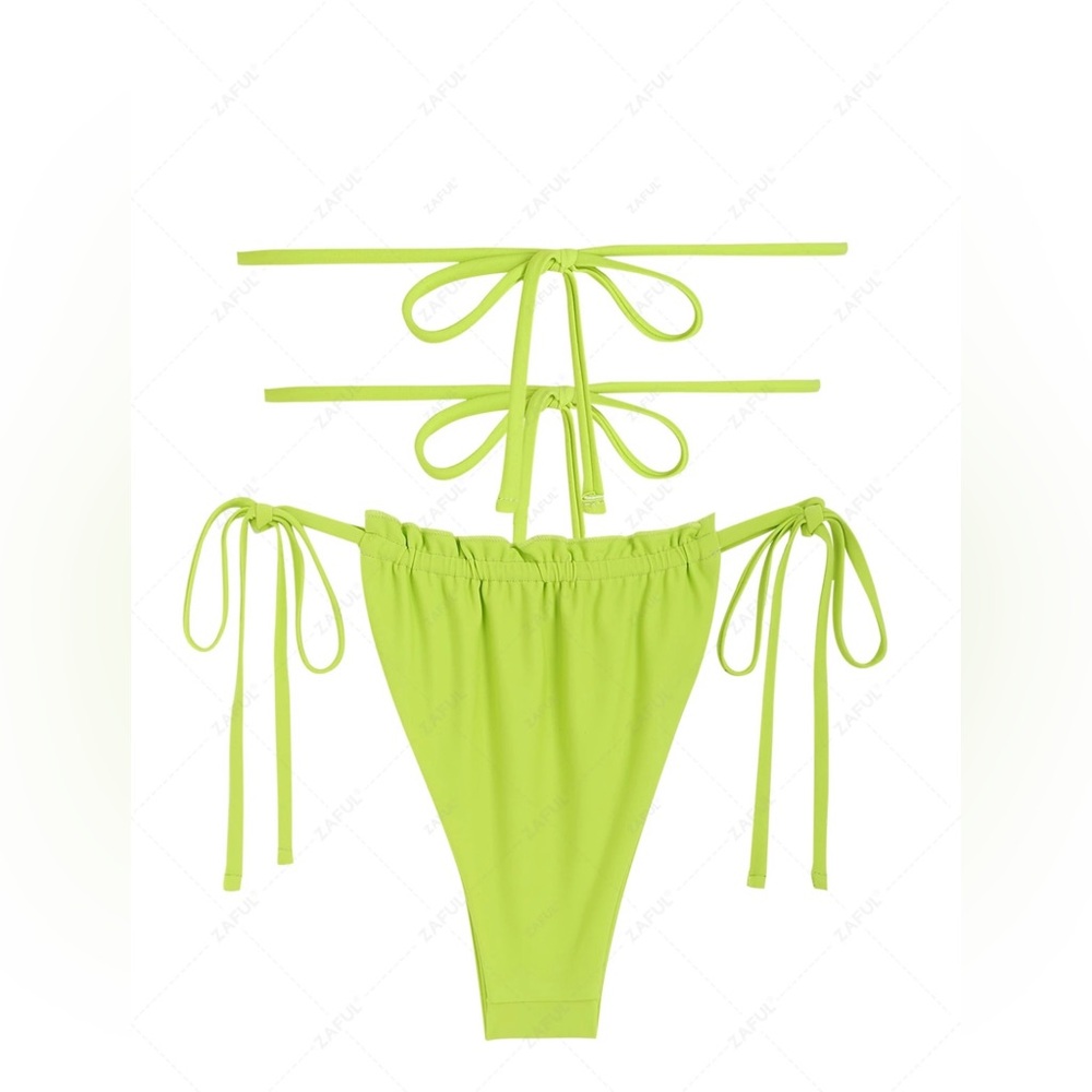 Zaful Green Bandeau Bikini Set with Ruched Details - Picture 5 of 6